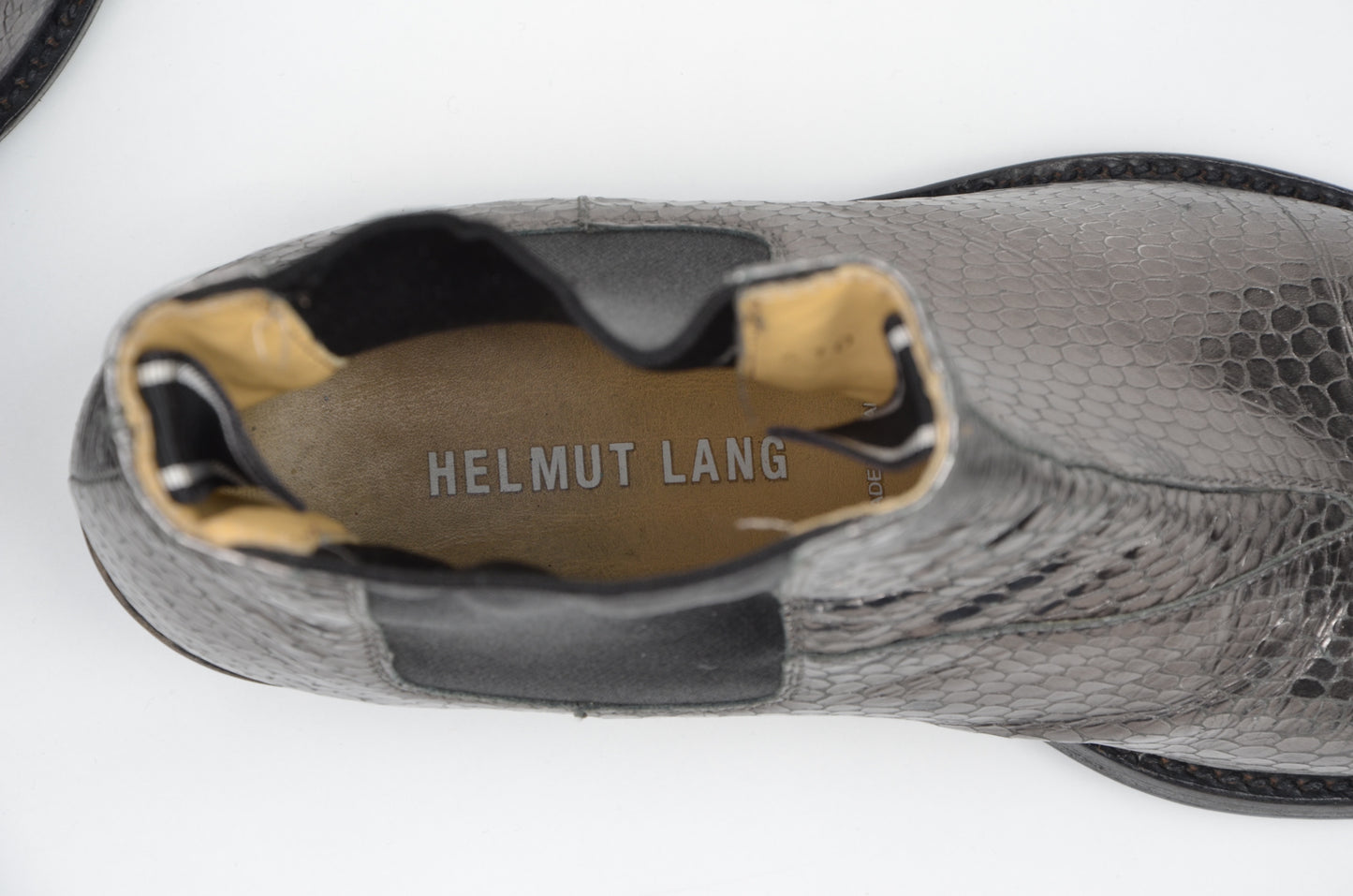 Helmut Lang Snakeskin Stiefel Größe 6,5 - Grau/Silber