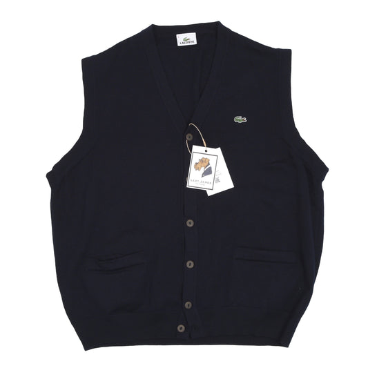 Vintage Lacoste Wool Blend Sweater Vest/Waistcoat Size 6 - Navy Blue