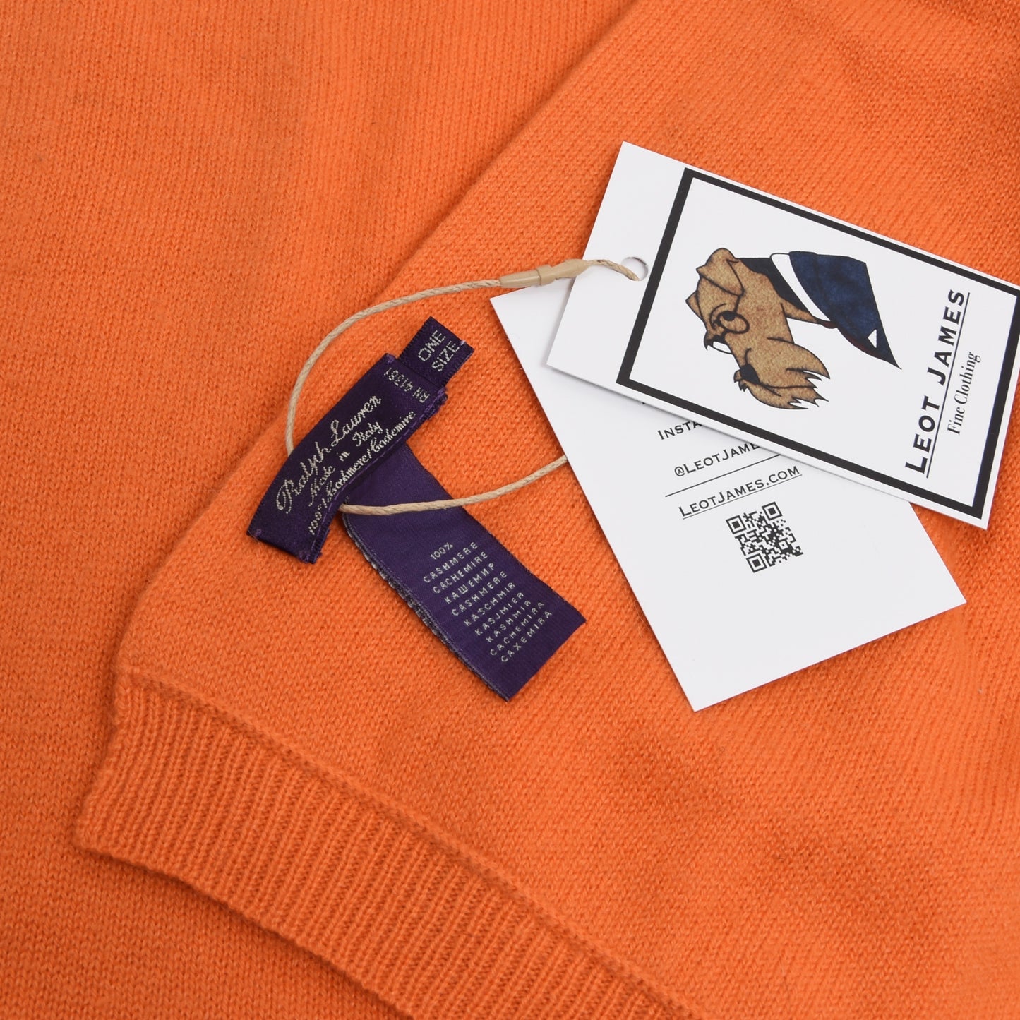 Ralph Lauren Purple Label 100% Cashmere Scarf - Orange