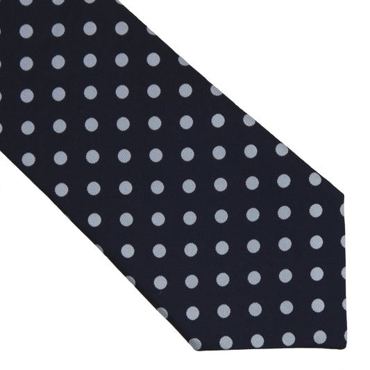 Ermenegildo Zegna Polka Dot Silk Tie - Navy Blue