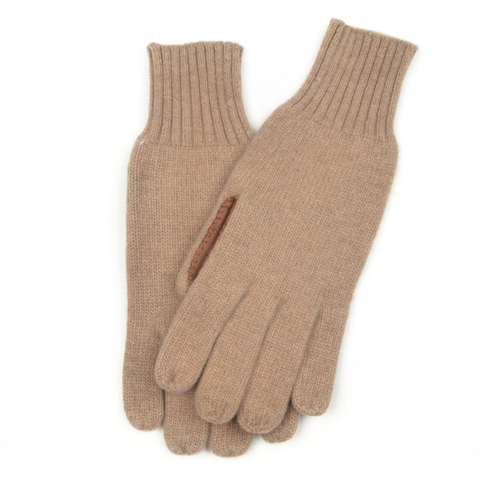 Cashmere & Wool Gloves Size M - Oatmeal & Brown
