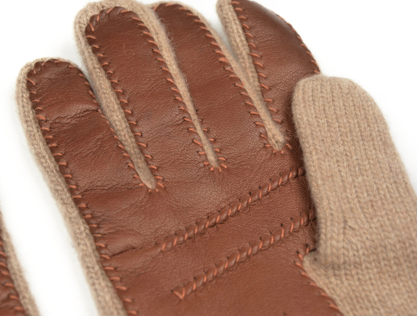 Handschuhe aus Kaschmir &amp; Wolle Größe M - Haferflocken &amp; Braun
