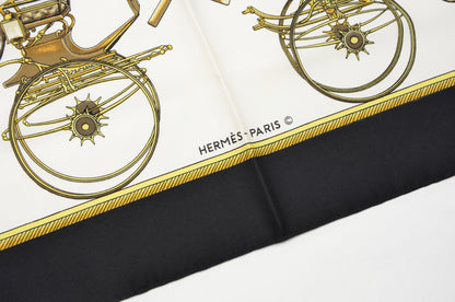 Hermès Paris La Perriere Les Voitures a Transformation Silk Scarf