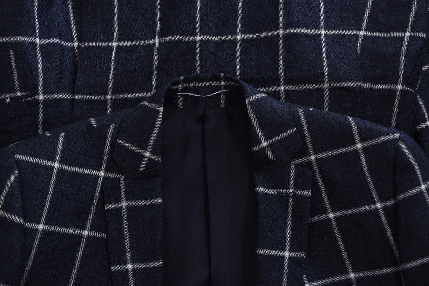 Gagliardi Leinenjacke Größe 48 Slim - Navy Windowpane