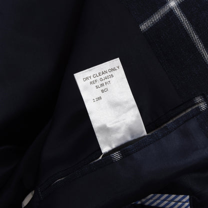 Gagliardi Leinenjacke Größe 48 Slim - Navy Windowpane