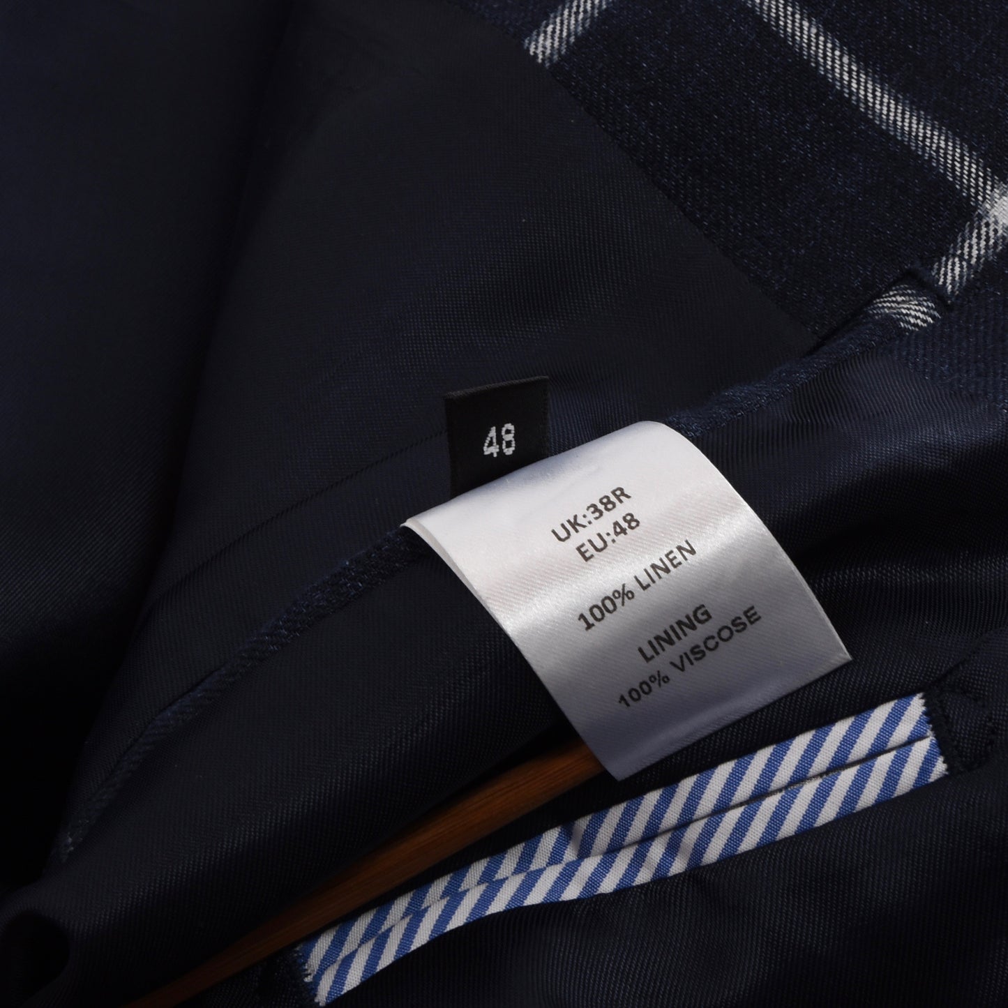 Gagliardi Leinenjacke Größe 48 Slim - Navy Windowpane