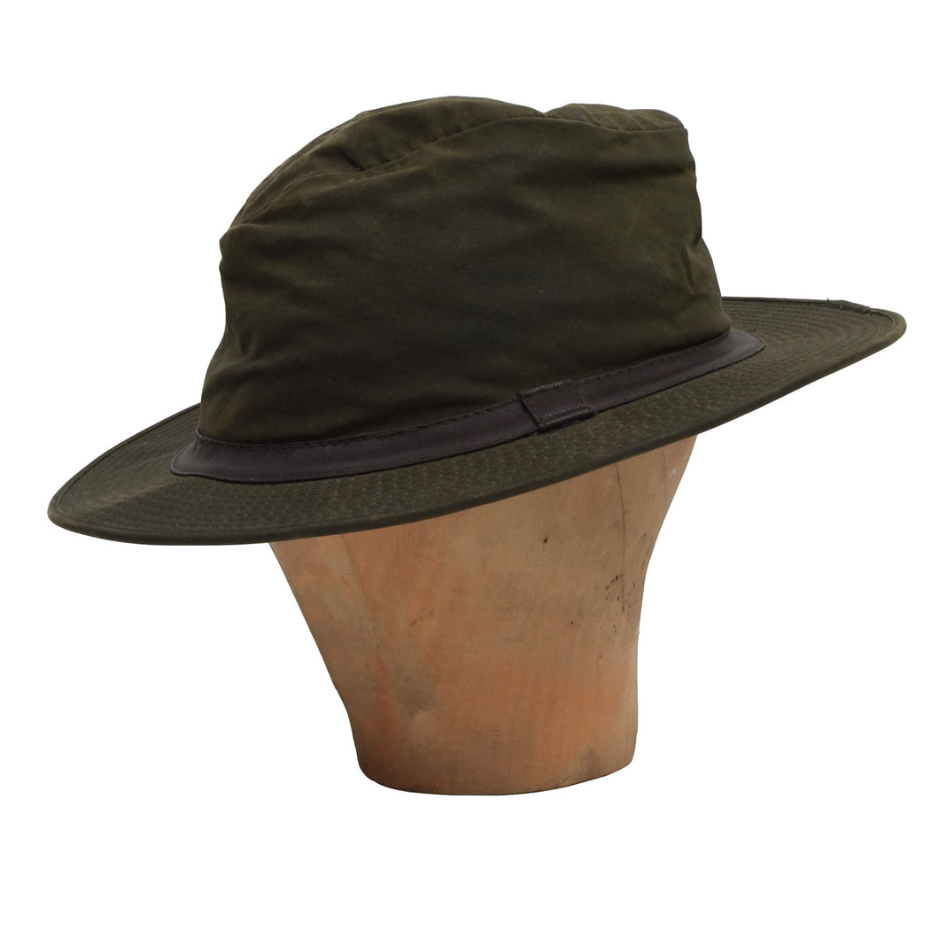 Barbour D592 Bushman Waxed Hat Größe L - Grün