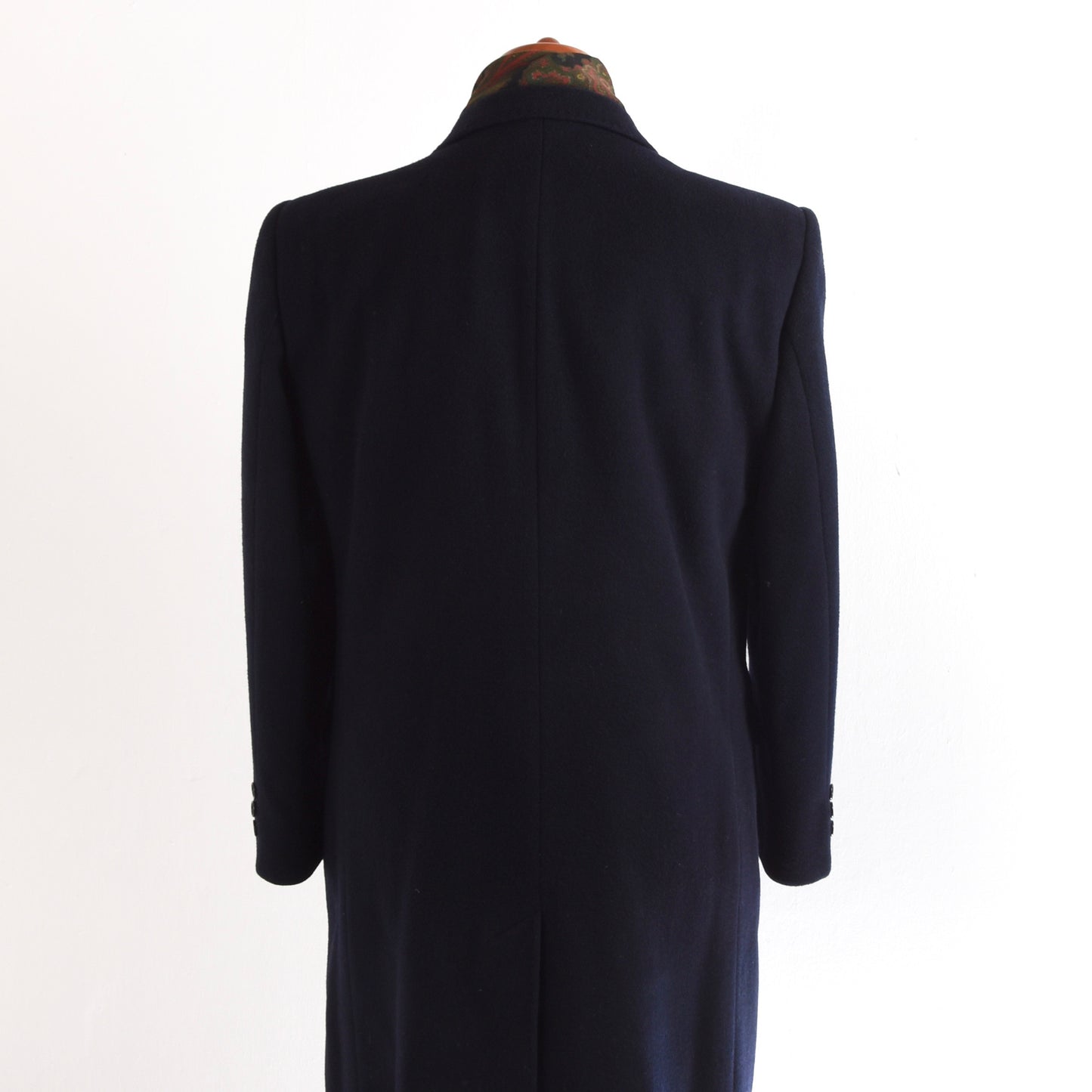 A'Mana Wool-Cashmere Double-Breasted Peak Lapel Coat Size 46 - Navy Blue