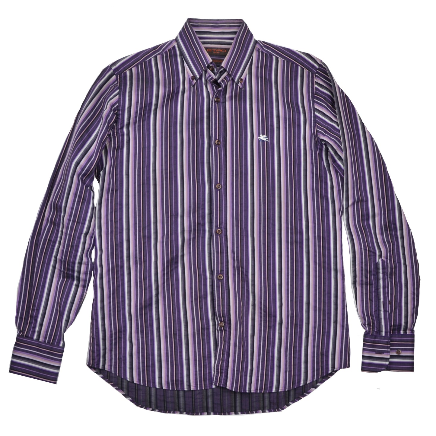 Etro Milano Striped Shirt Size 39 Slim Fit - Purple & Black