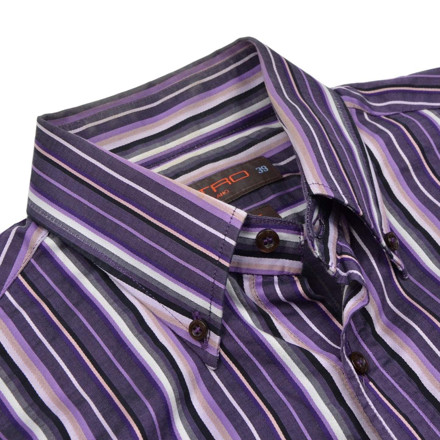 Etro Milano Striped Shirt Size 39 Slim Fit - Purple & Black