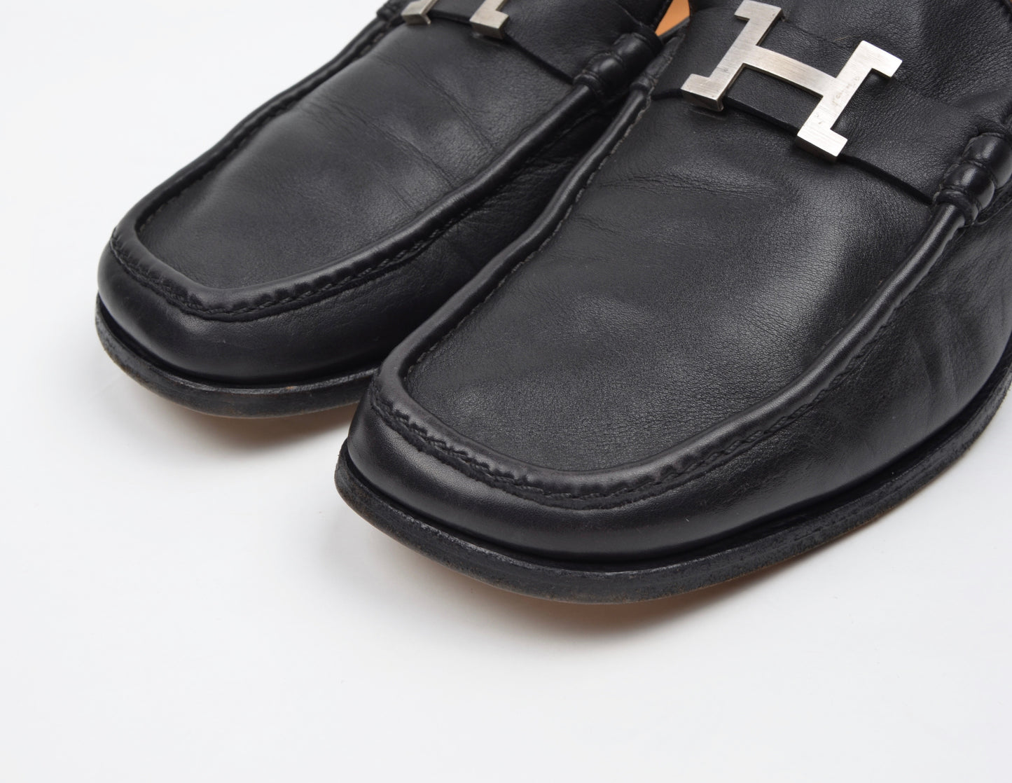 Hermès Paris H-Schnallen-Loafer Größe 42,5 - Schwarz