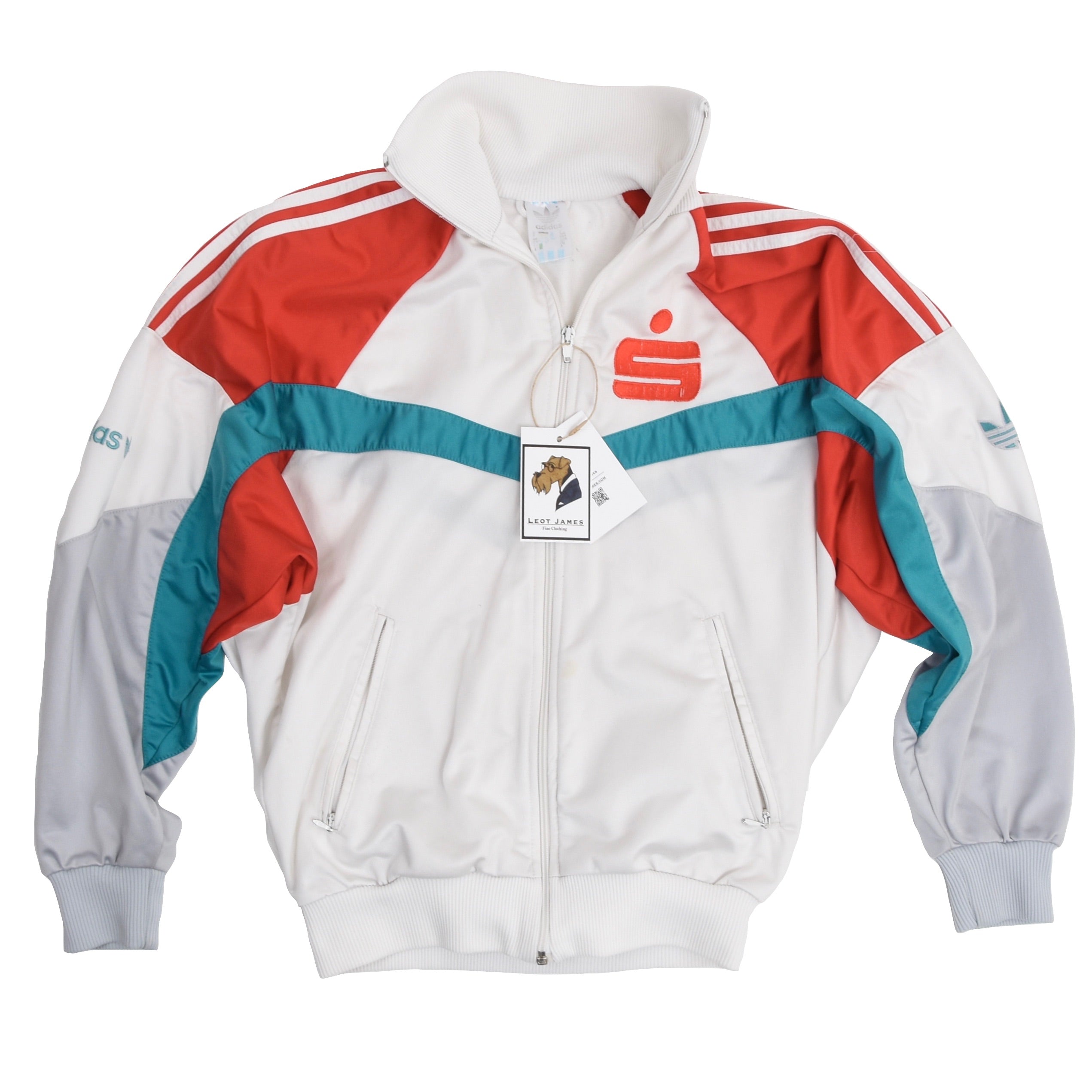 Vintage 1980s Adidas Track Jacket Size D3/XXS - White/Teal – Leot