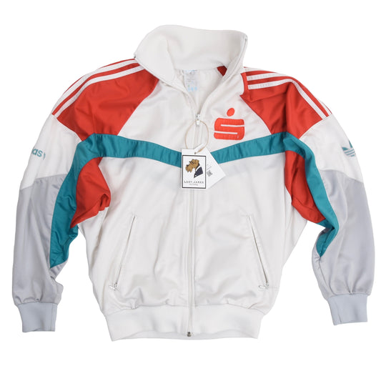 Vintage 1980s Adidas Track Jacket Size D3/XXS - White/Teal