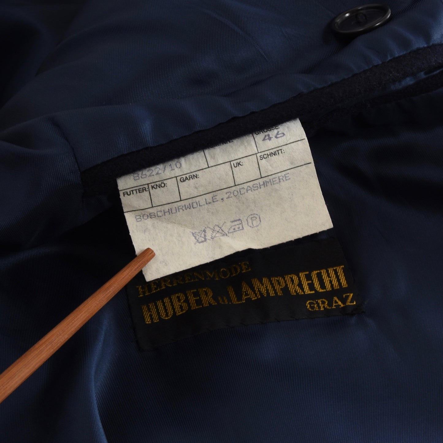 A'Mana Mantel aus Wolle und Kaschmir, zweireihig, mit spitzem Revers, Größe 46, Marineblau