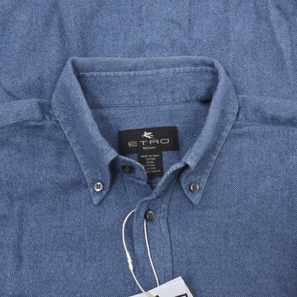 Etro Milano Flanellhemd Größe 40 - Blau