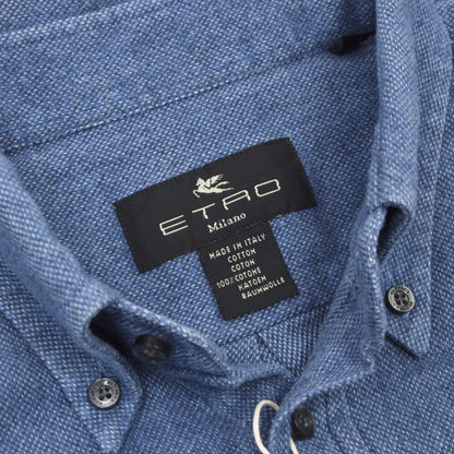 Etro Milano Flanellhemd Größe 40 - Blau