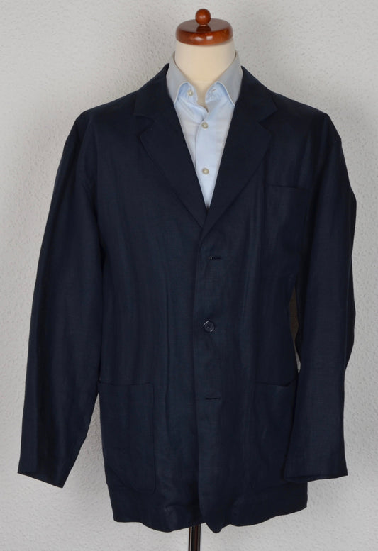 Bernini of Beverly Hills Linen Jacket - Navy Blue