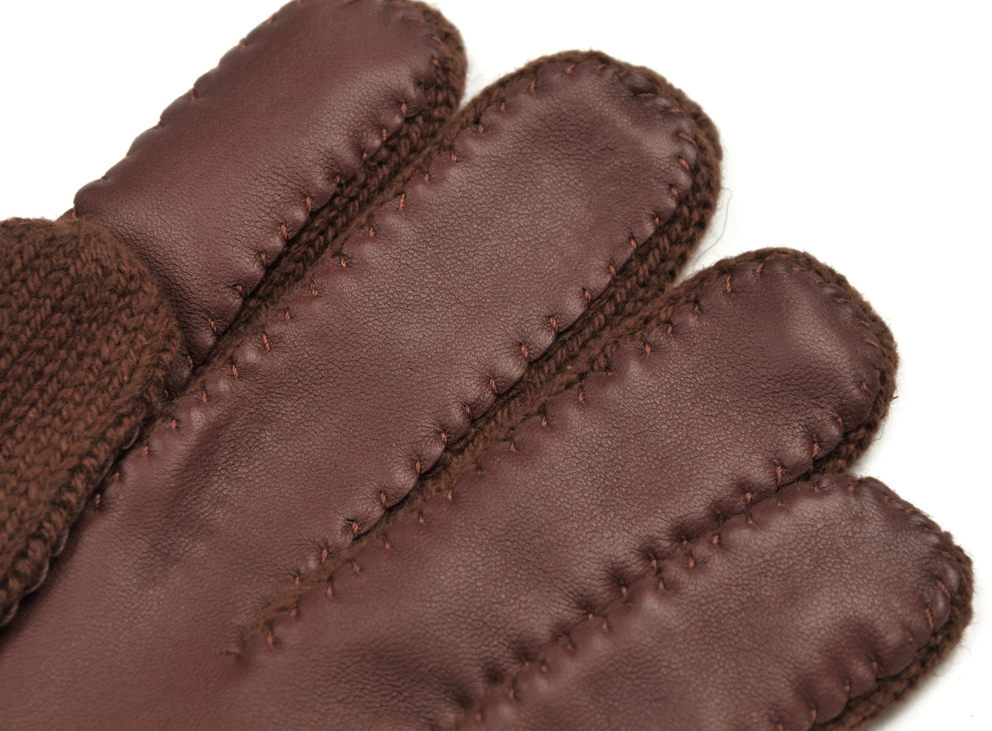 Cashmere Knit Gloves Size L - Chocolate
