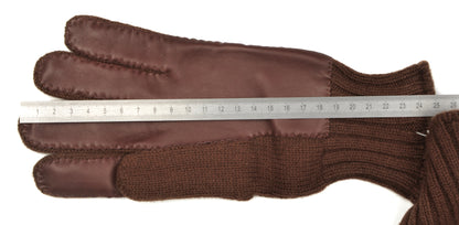Cashmere Knit Gloves Size L - Chocolate