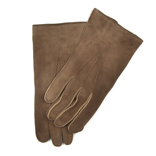 Wool-Lined Lambskin Suede Gloves Size M - Sand