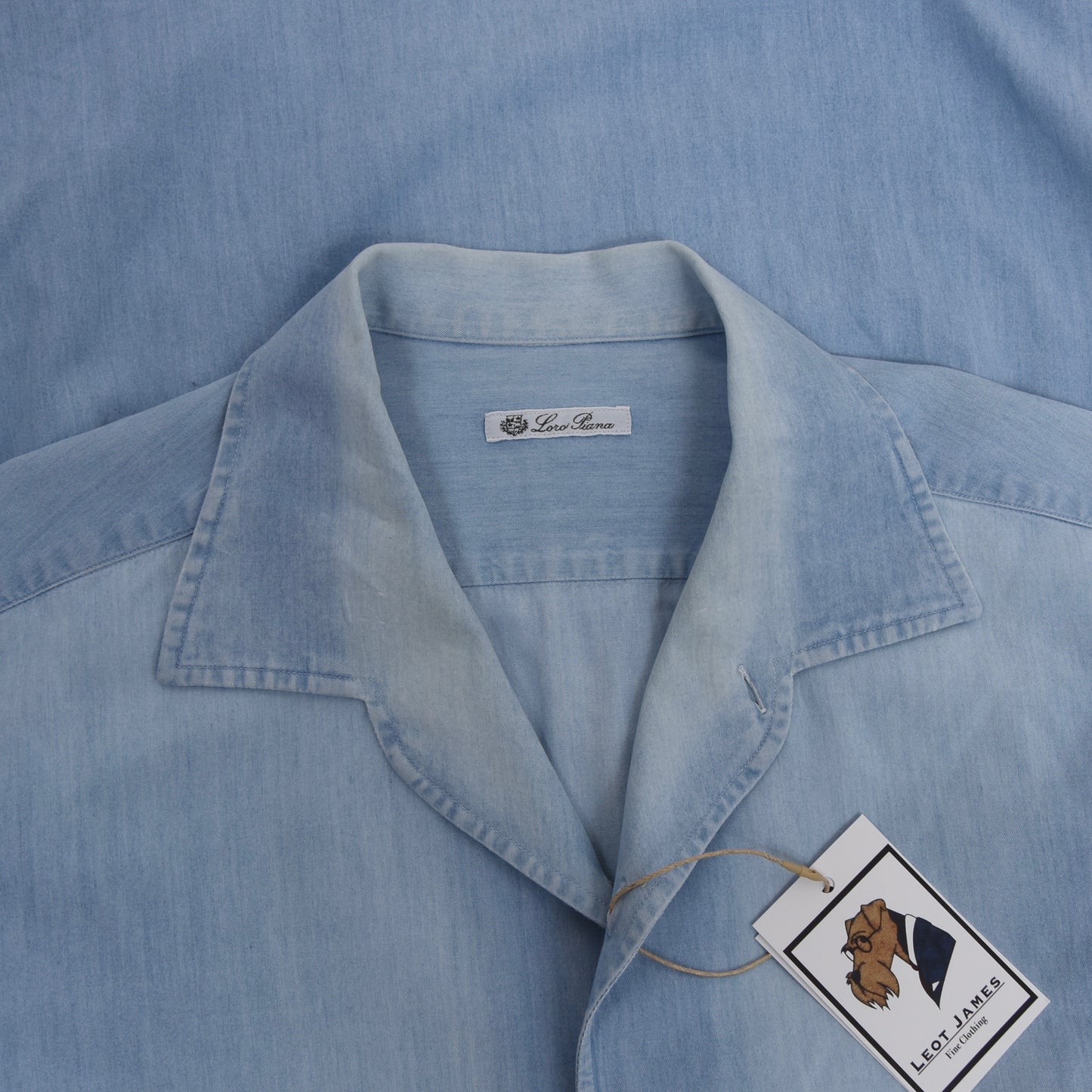 Loro Piana One-Piece Collar Chambray Shirt Size XXL - Blue