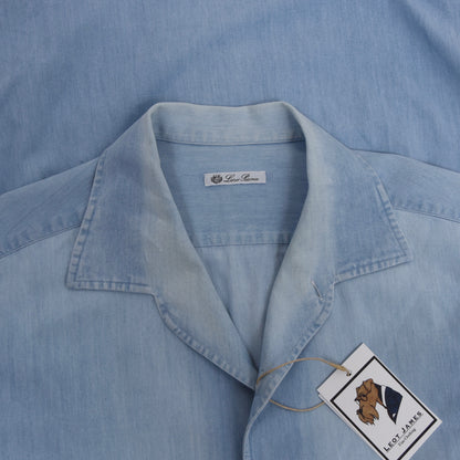 Loro Piana One-Piece Collar Chambray Shirt Size XXL - Blue