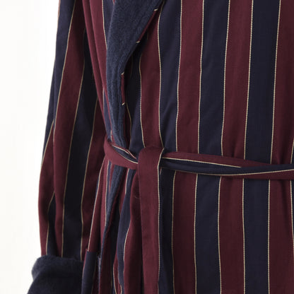 Classic Striped Cotton Robe Size 50-52 - Burgundy & Navy