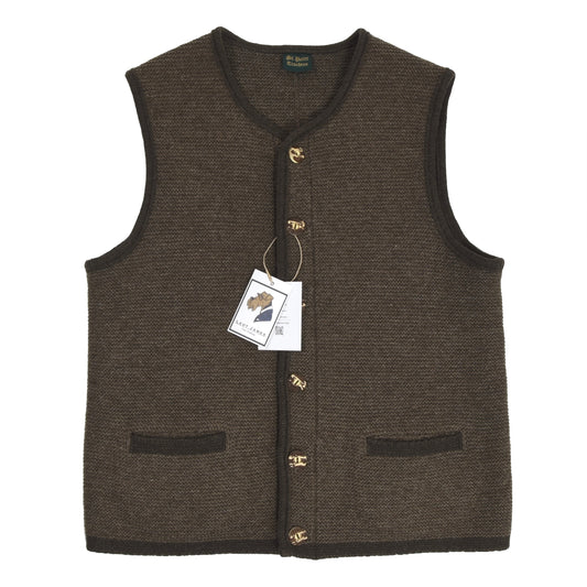 St. Peter Trachten Wool Sweater Vest/Trachtenweste Size 52 - Brown