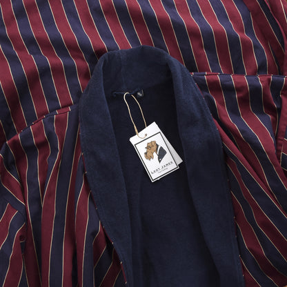 Classic Striped Cotton Robe Size 50-52 - Burgundy & Navy