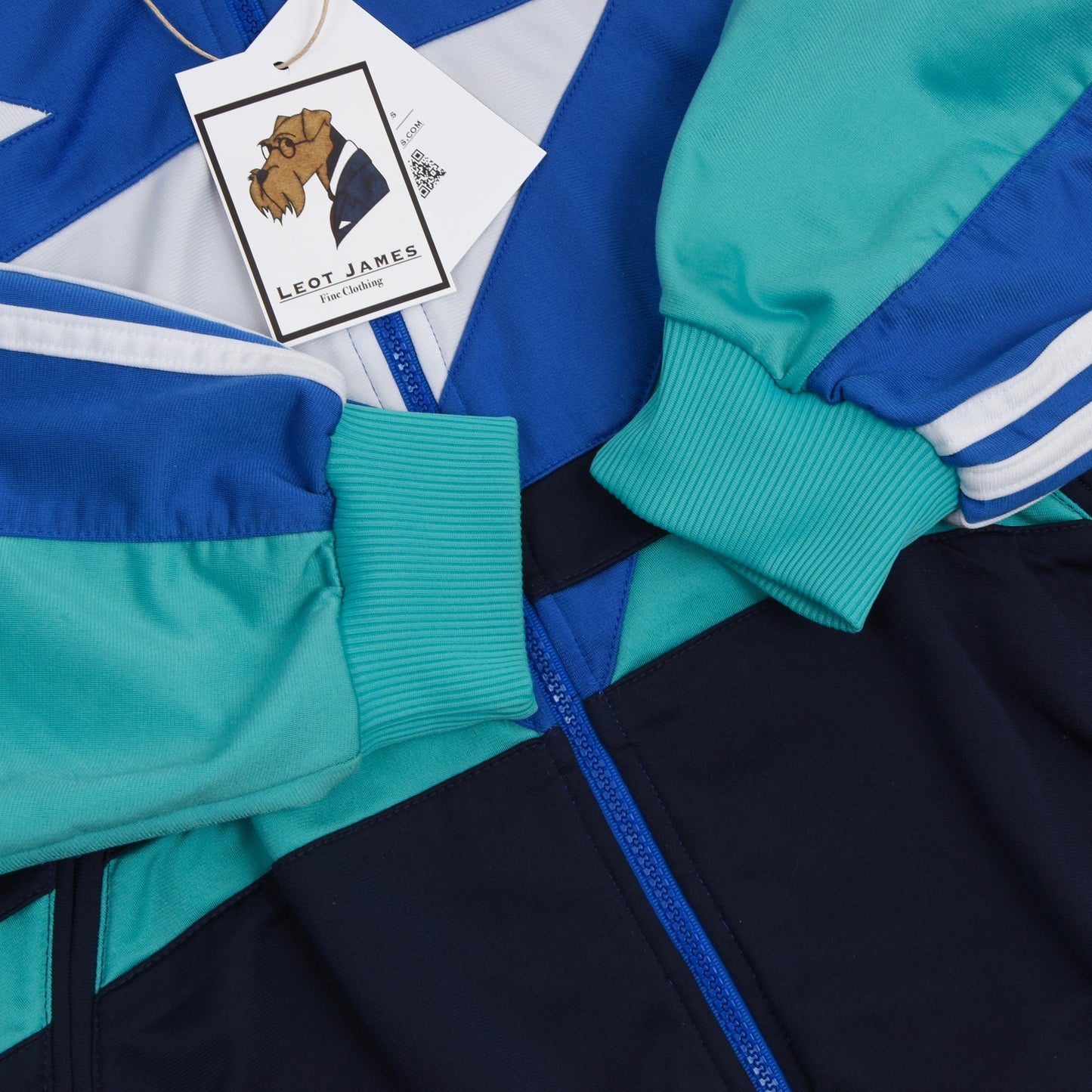 Vintage 90er Jahre Adidas Trainingsanzug Größe D7 - blau, weiß, blaugrün