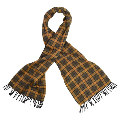 Classic Double-Sided Wool/Silk Scarf - Black/Plaid