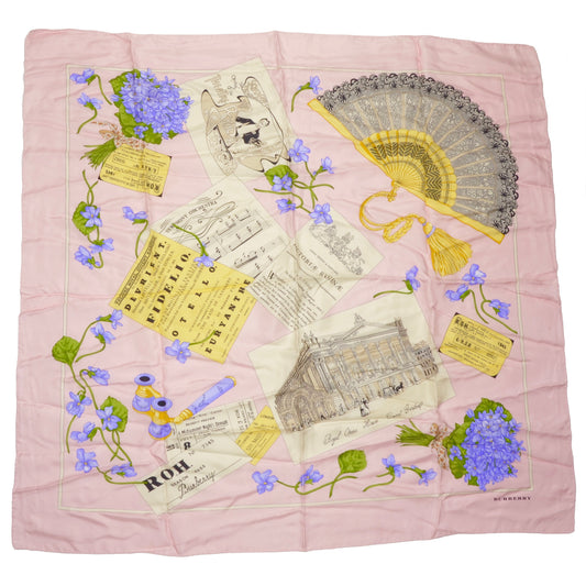 Burberry London Printed Silk Scarf - Pink