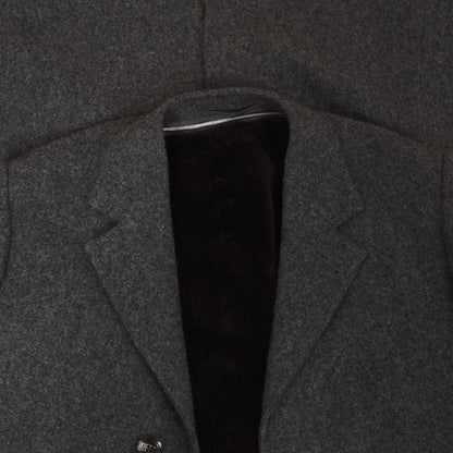 Klassischer Wollmantel mit abzippbarem Kunstpelzfutter – Grau