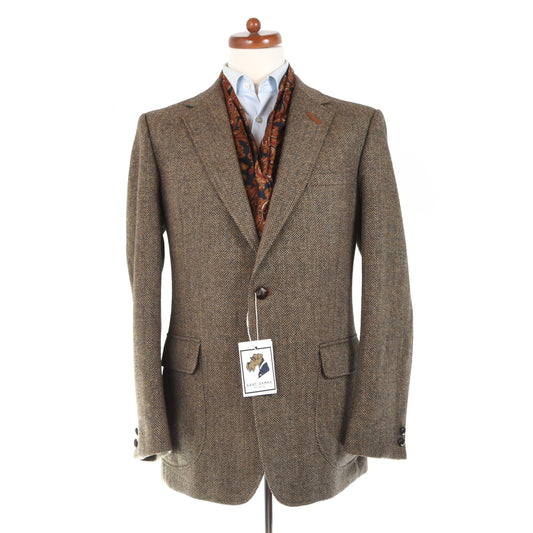 DAKS London Tweed Jacket Size UK 42 - Brown Herringbone
