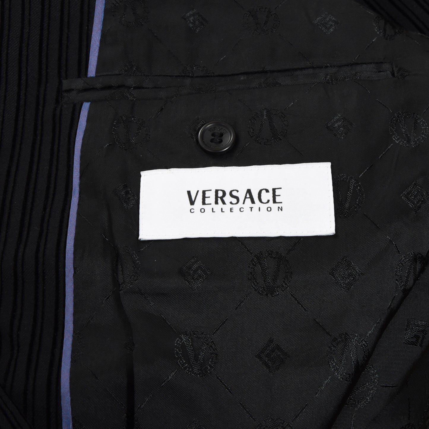 Versace Collection Samt gestreiftes Sakko Größe 52 - Schwarz