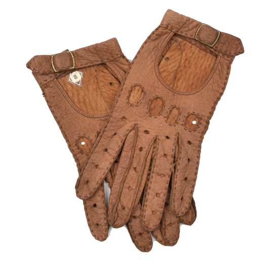 Unlined Peccary Driving Gloves - Brown