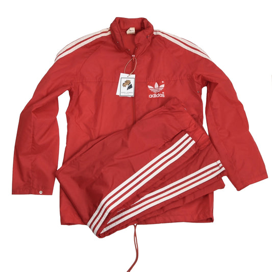 Vintage '80s Adidas Nylon Jogging/Warm Up Suit Size 46/XS - Red