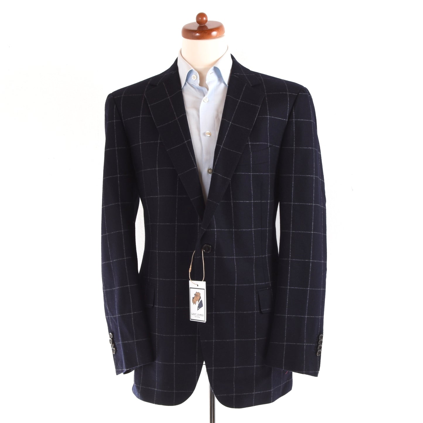 SuitSupply Wool Flannel Suit Size 54 - Navy Blue Windowpane