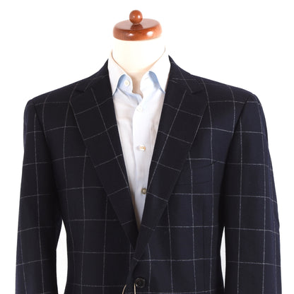 SuitSupply Wool Flannel Suit Size 54 - Navy Blue Windowpane