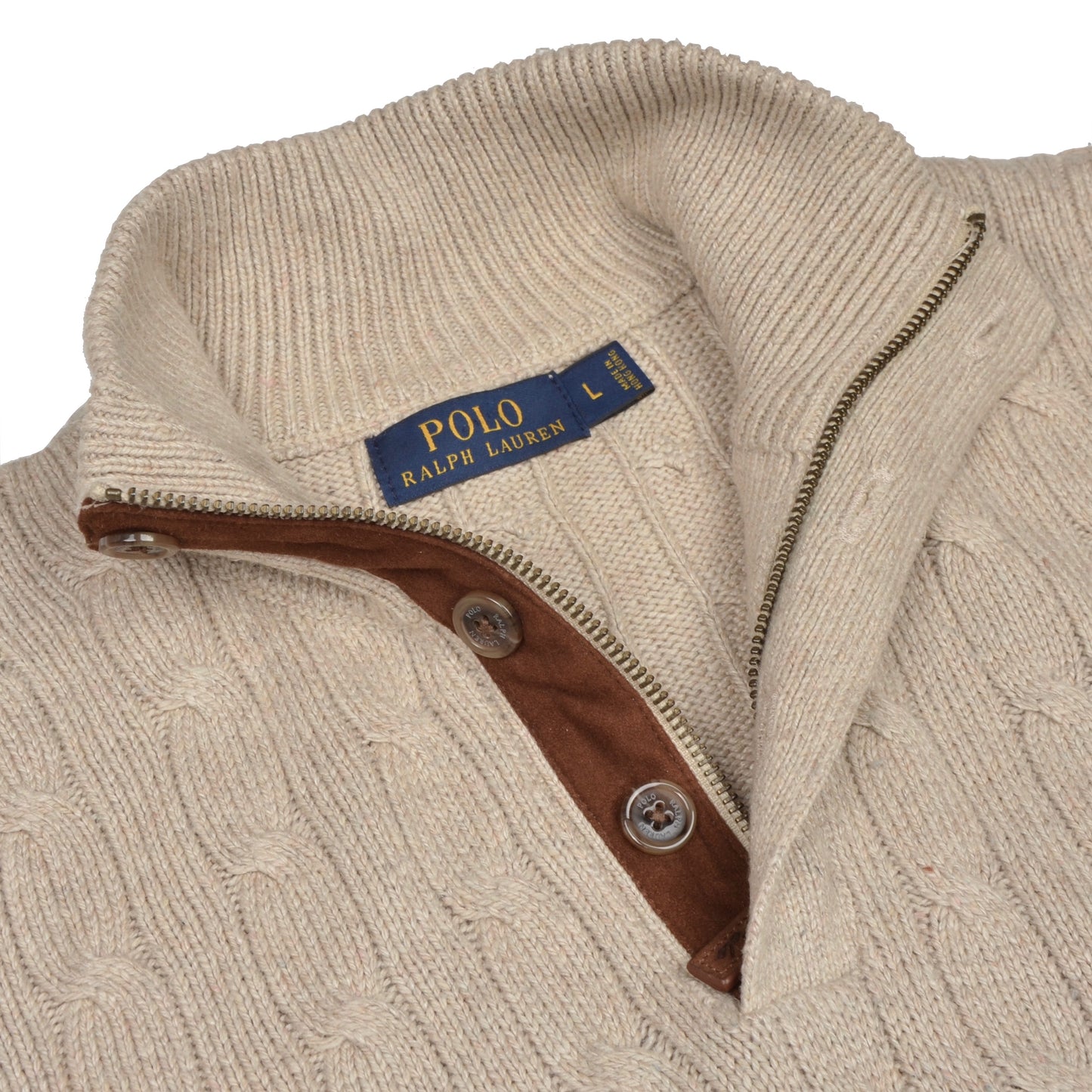 Polo Ralph Lauren Pullover aus 100 % Tussah-Seide, Größe L – Beige/Sand