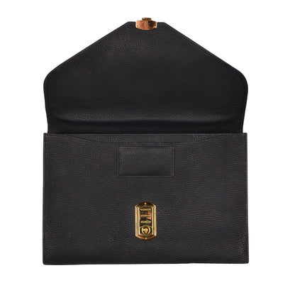 F. Schulz Pebble Grain Leather Briefcase - Black