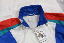 Laden Sie das Bild in den Galerie-Viewer, Vintage 90er Jahre Adidas Jogging/Aufwärmanzug Größe D7/L - blau, weiß, blaugrün, rot