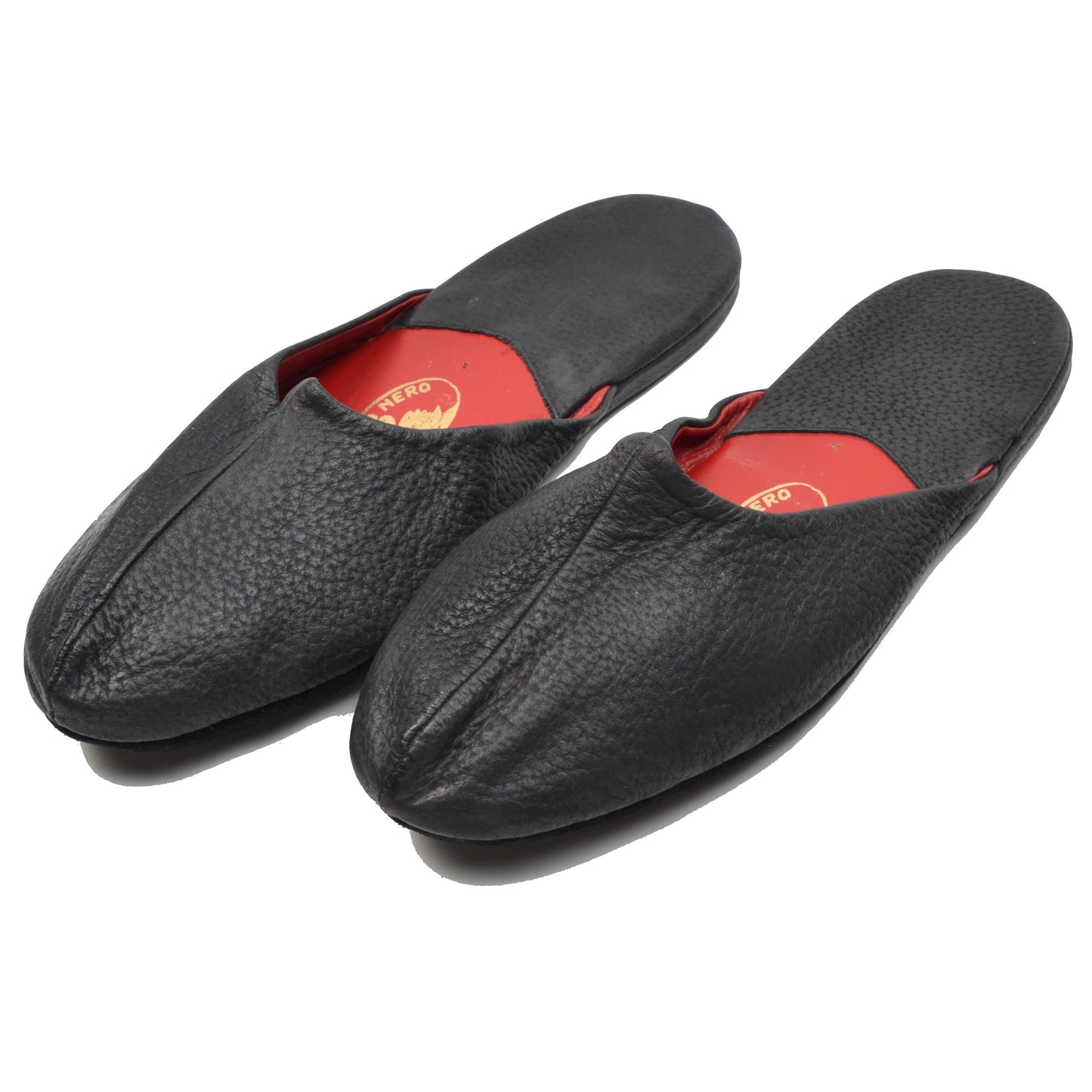 Vintage Leather Travel Slippers by Cigno Nero - Black