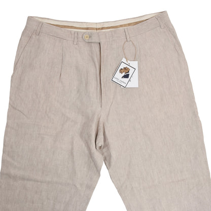 Canali Linen Pants Size 58 - Stone/Sand