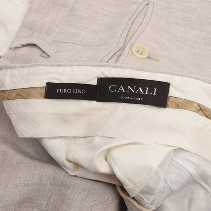 Canali Linen Pants Size 58 - Stone/Sand