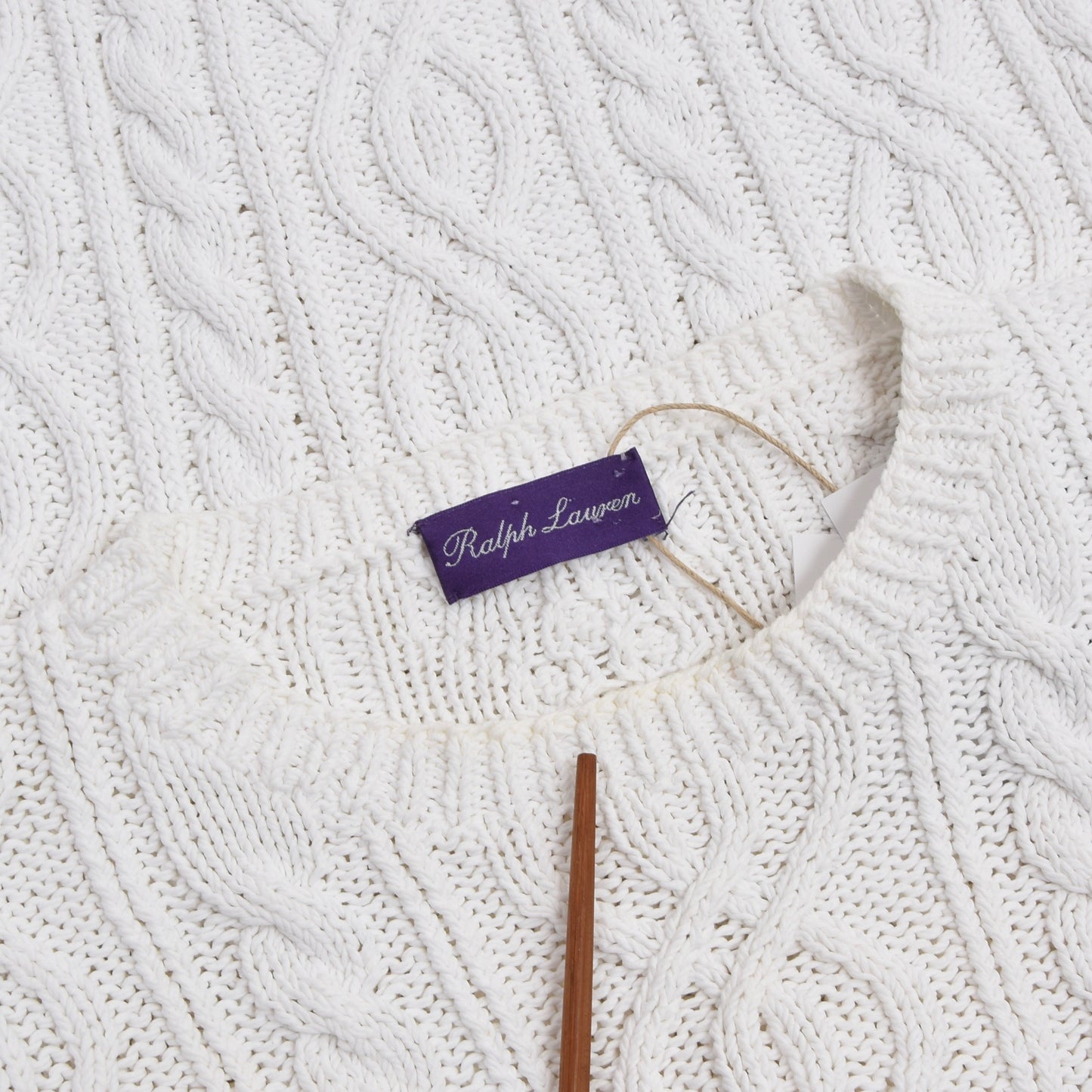 Ralph Lauren Purple Label Cableknit Sweater - White
