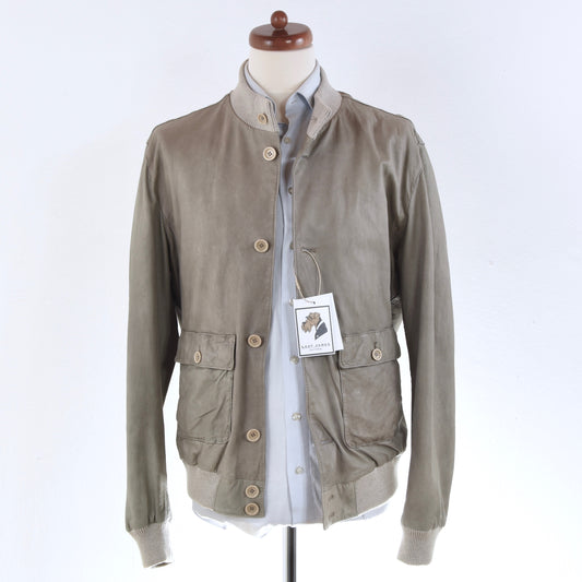 GMS-75/Gimos Lederjacke Größe L - Grau/Taupe