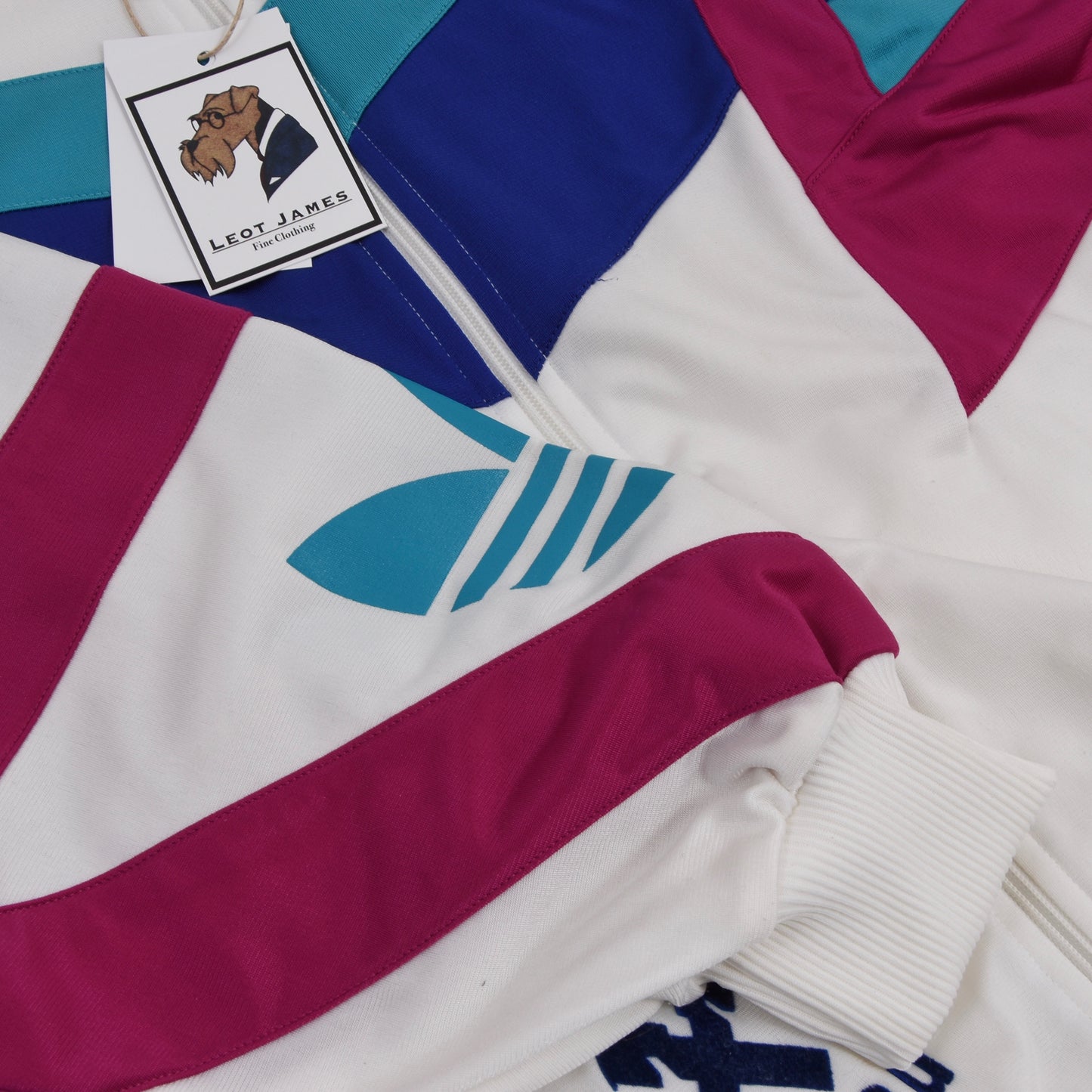 Vintage 90er Jahre Adidas Trainingsanzug Größe D5 - blau, weiß, Fuchsia