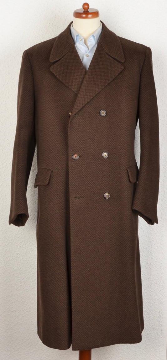 Anonymous Handmade Double-Breasted Overcoat - Brown Chevron