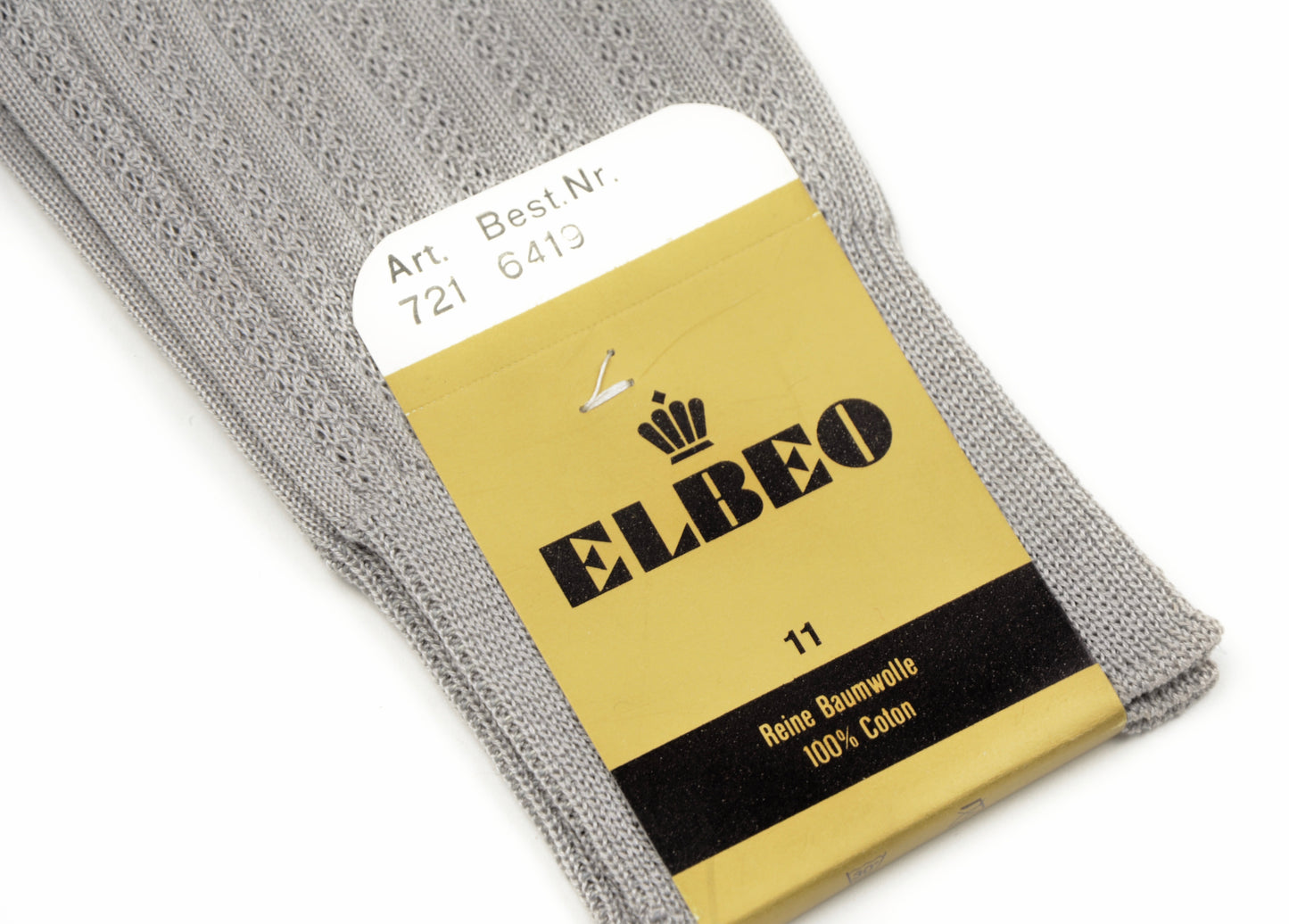 NOS Elbeo Cotton Socks Size 11  - Light Grey